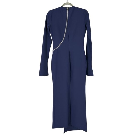 NWT The Attico Long Sleeve Blue Zip Detail Midi Dress - Picture 5 of 11